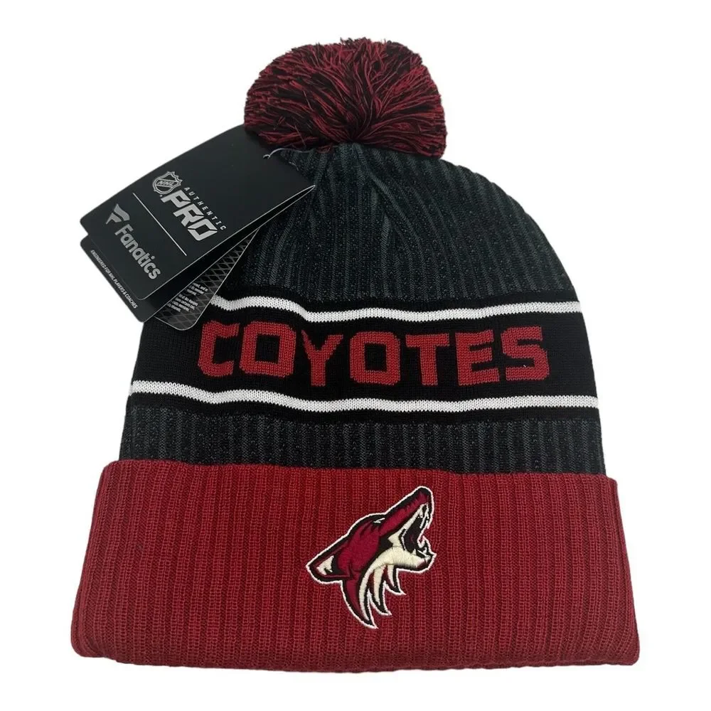 Fanatics Arizona Coyotes‎ NHL Hockey Knit Winter Beanie Hat w/ Pom Cuffed OSFM